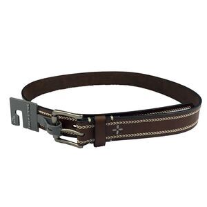 Sun + Stone Mens Faux Leather Stitched Belt Brown M 34-36